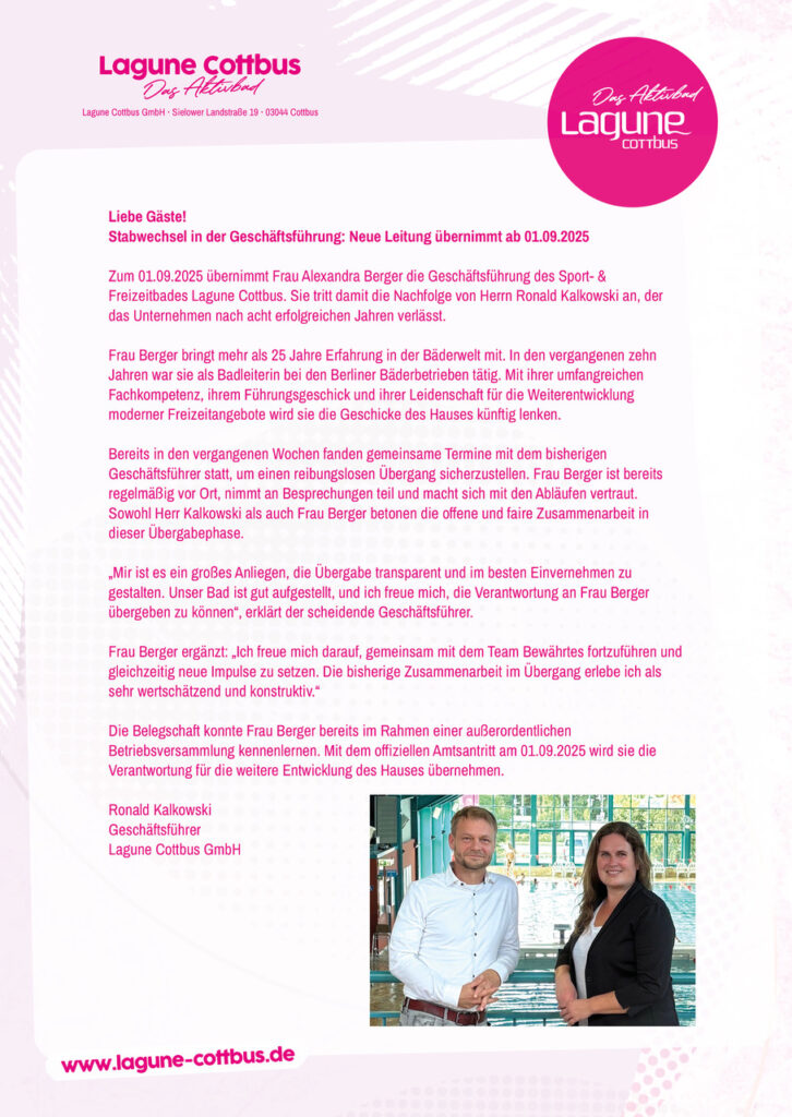 Stabwechsel zum 01.09.2025